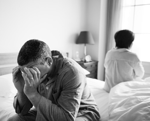 Unhappy married couple not talking to one another